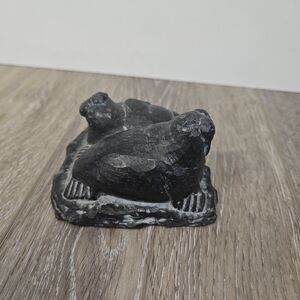 Vintage Alaskan Eskimo Art Inuit Hand Carved Cast Sculpture Sea Lion Seals